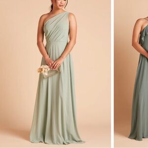 Revelry One-Shoulder Dress in Soft Green